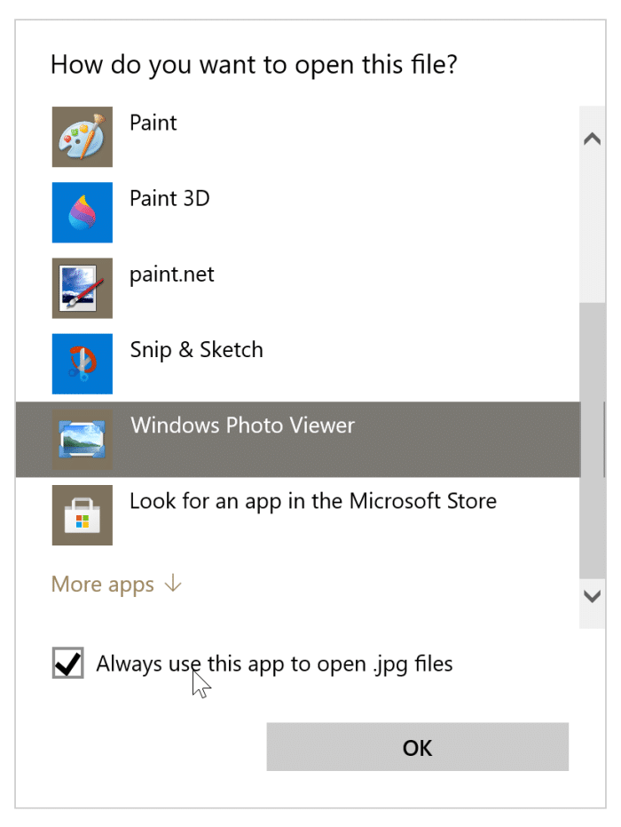Correção: a opção de visualização de imagem está ausente no menu de contexto no Windows 10 4 Definir o Visualizador de Fotos do Windows como padrão para imagens