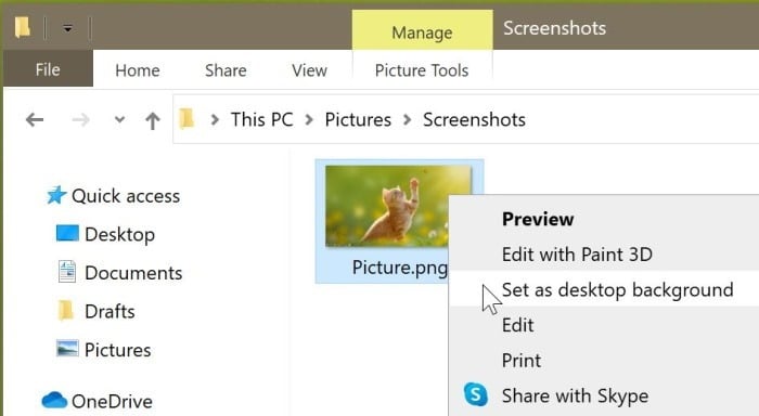 Altere o plano de fundo da área de trabalho virtual via File Explorer no Windows 10