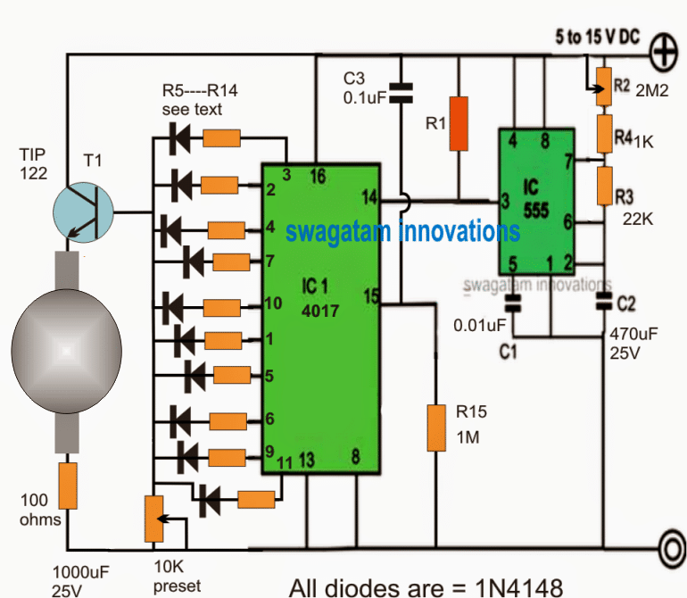 Circuito gerador de onda senoidal de passo digital 13 Outro gerador de tensão de onda senoidal simples passo a passo usando IC 4017