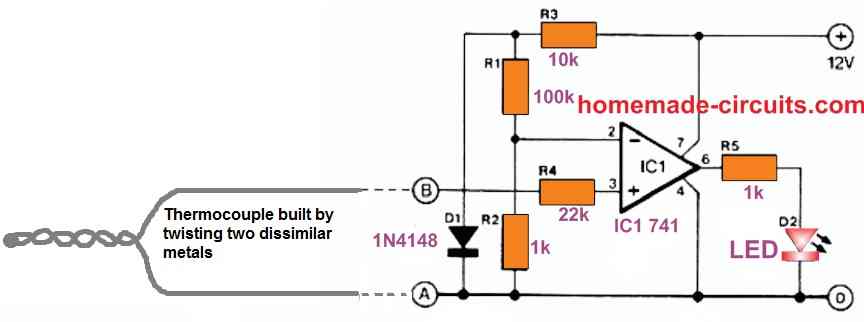 Outro circuito amplificador de termopar simples