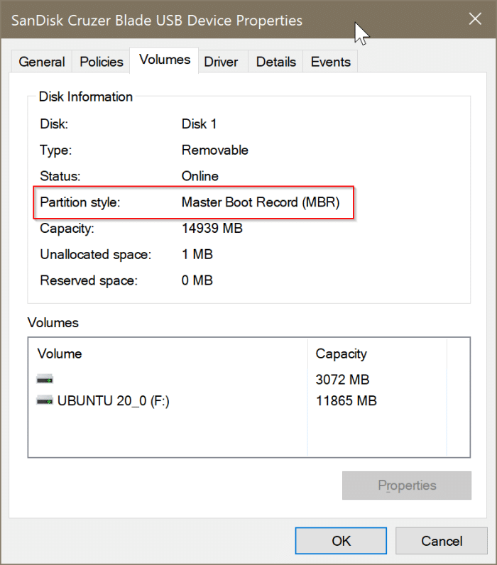 3 maneiras de verificar se uma unidade de disco é GPT ou MBR no Windows 10 3 Verifique se um disco é GPT ou MBR via Gerenciamento de Disco