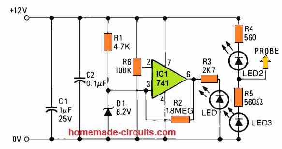 Circuito de sonda de detecção de falhas elétricas de automóveis 6 Detecção de tensão