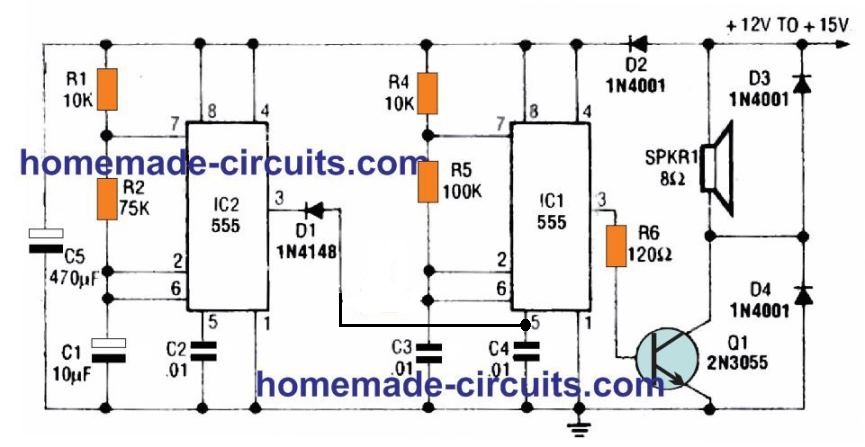 Circuito de Alarmes IC 555 Pulsado