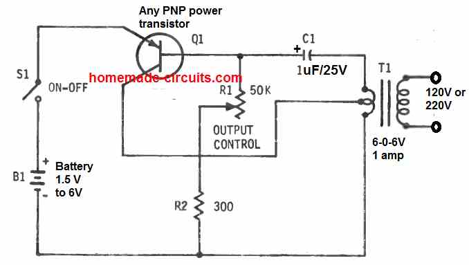 Circuito Inversor de 1,5 V a 220 V