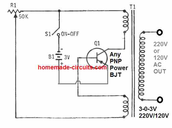 Circuito Inversor de 3 V a 220 V