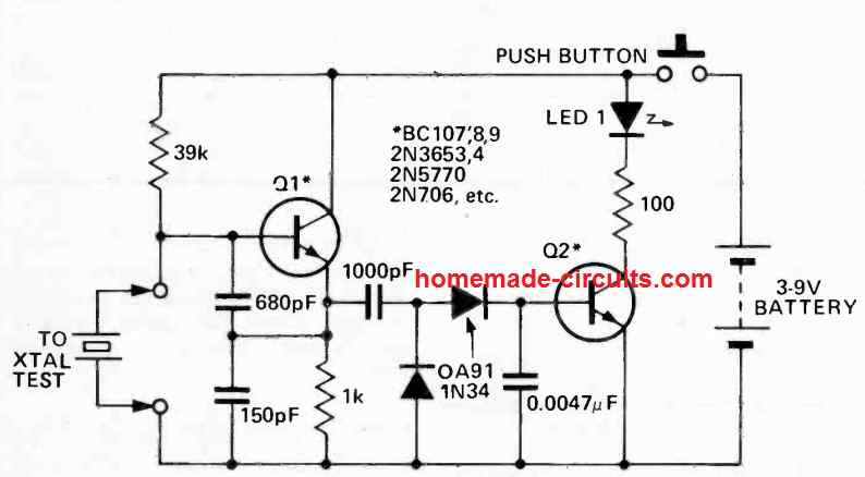 Fazendo um circuito testador de cristal