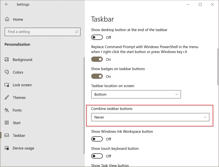 Como mostrar nomes de programas na barra de tarefas do Windows 10 2 Exibir nomes de aplicativos na barra de tarefas do Windows 10