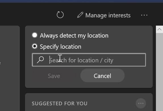 Alterar a localização do clima para a barra de tarefas do Windows 10