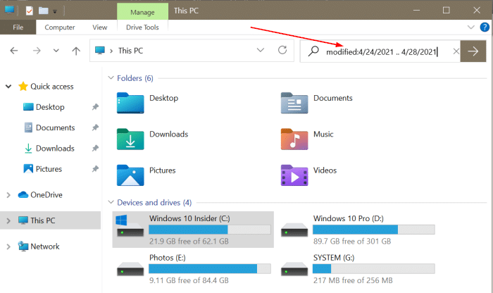 Como visualizar arquivos salvos recentemente no Windows 10 2 Visualize arquivos salvos recentemente usando a pesquisa do Explorador de Arquivos