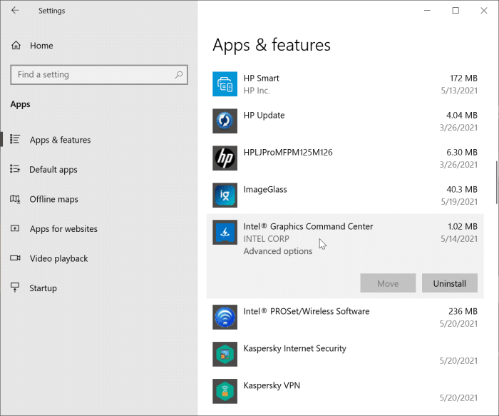 Correção: Intel Graphics Command Center não está abrindo ou funcionando 4 Reinstale o Centro de comando de gráficos Intel