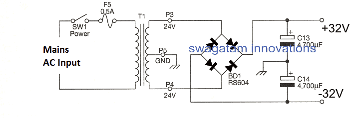 Circuito Amplificador de 60 Watts 7 Fonte de energia