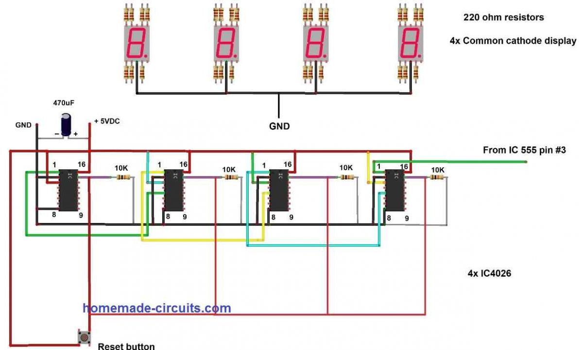 Circuito do contador de visitantes usando IC 555 e IC 4026 8 Como montar o LDR e a configuração do laser: