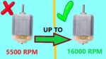 VELOCIDADE DO MOTOR DC E POTENCIAÇÃO – 5500 RPM ATÉ 16000 RPM QUE TESTAMOS COM O TACÔMETRO