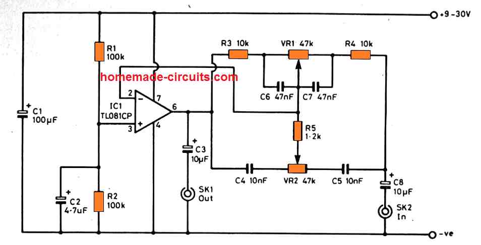 Circuitos de Controle de Tom Simples 12 Projeto de controle de tom simplificado