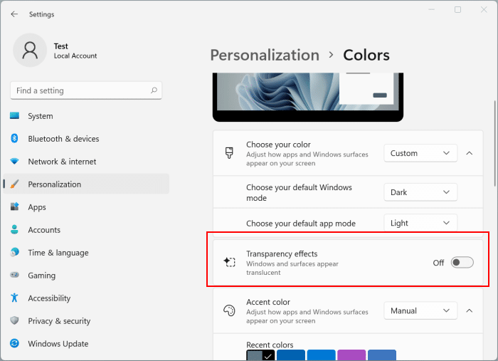 Altere a cor da barra de tarefas do Windows 11 para preto (sem aplicar o modo escuro)