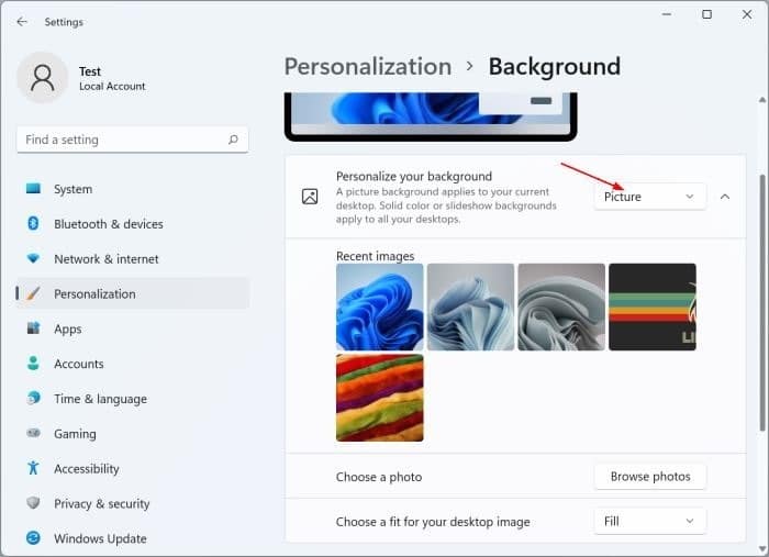 5 maneiras de alterar o papel de parede do Windows 11 3 Altere o papel de parede do Windows 11 por meio do aplicativo Configurações