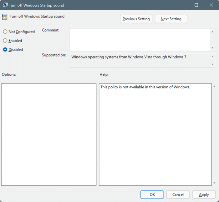 Ativar ou desativar o som de inicialização do Windows 11 por meio da Diretiva de Grupo