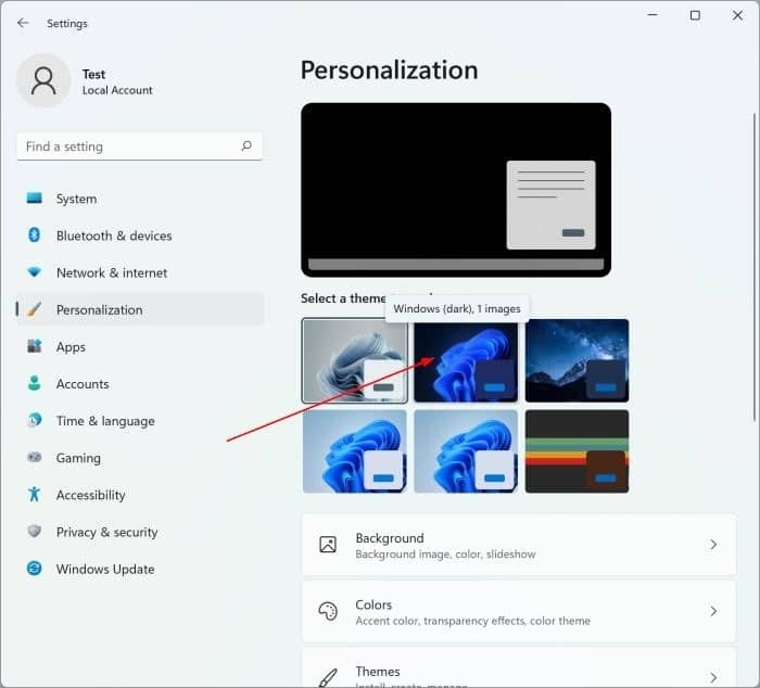 3 maneiras de ativar o modo escuro no Windows 11 6 Ative ou desative o modo escuro por meio de Configurações no Windows 11
