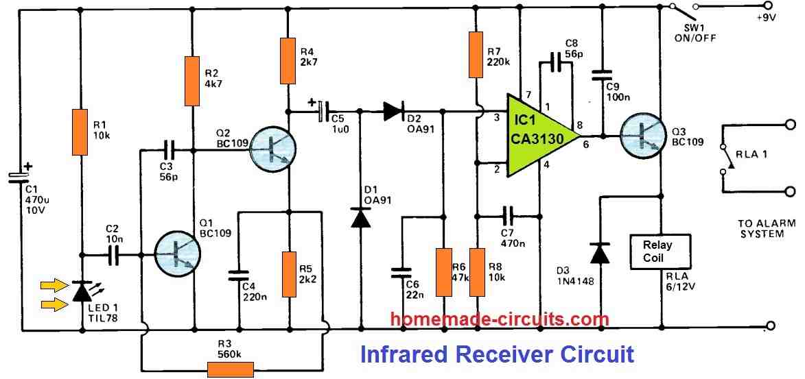 Circuito Receptor IR de Alarme de Intrusão