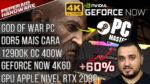 Resumão – God of War PC / Geforce Now 4K60 / DDR5 +60% / GPU Apple nível RTX 2080 / 12900K OC 400W