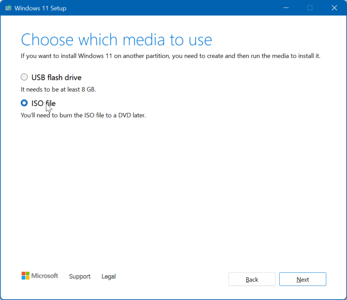Use a ferramenta de criação de mídia para baixar o Windows 11 ISO