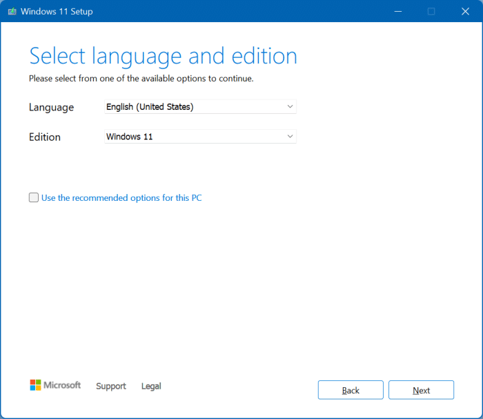 Use a ferramenta de criação de mídia para baixar o Windows 11 ISO