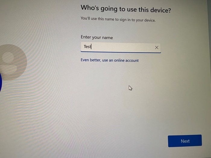 Crie uma conta local durante a instalação do Windows 11