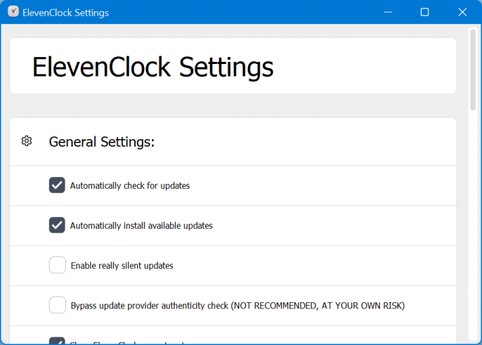 Como mostrar data e relógio em todos os monitores no Windows 11 2 ElevenClock: Mostrar data e relógio em telas adicionais no Windows 11