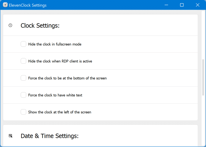 Como mostrar data e relógio em todos os monitores no Windows 11 3 ElevenClock: Mostrar data e relógio em telas adicionais no Windows 11