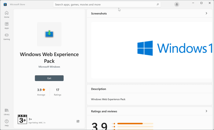Instale Widgets novamente no Windows 11 via Store