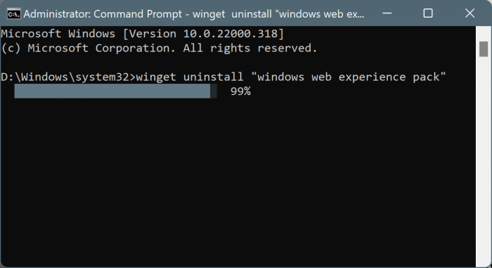 Desinstale widgets do Windows 11 usando o prompt de comando