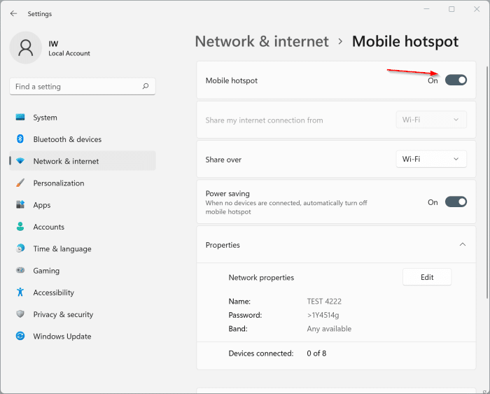 Como ativar ou desativar o Mobile Hotspot no Windows 11 7 Dicas de pontos de acesso do Windows 11 Mobile