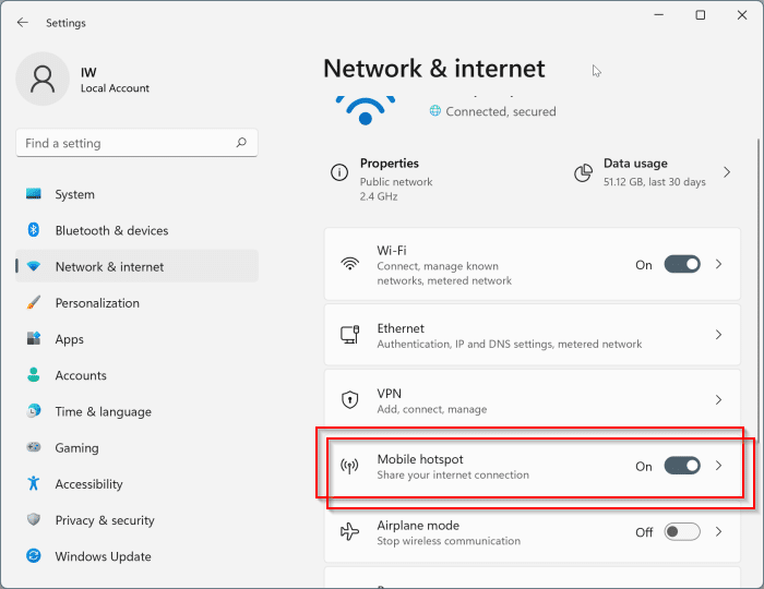 Como ativar ou desativar o Mobile Hotspot no Windows 11 4 Ativar ou desativar o hotspot móvel por meio do aplicativo Configurações no Windows 11