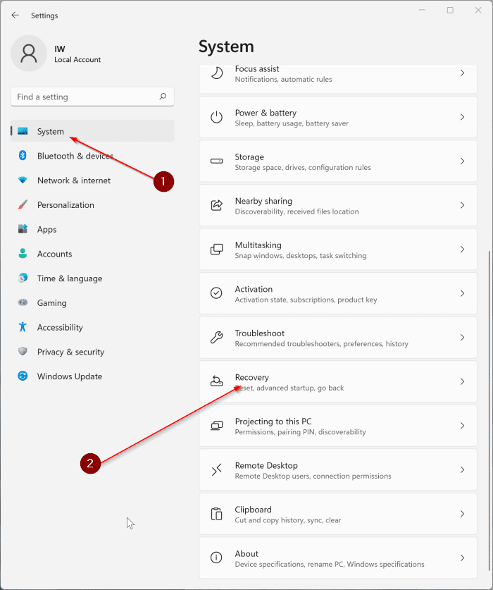 Redefinir o Windows 11 para as configurações de fábrica