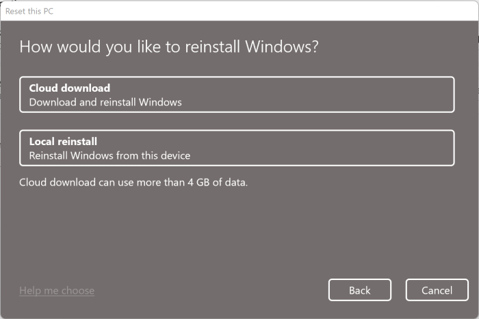 Redefinir o Windows 11 para as configurações de fábrica