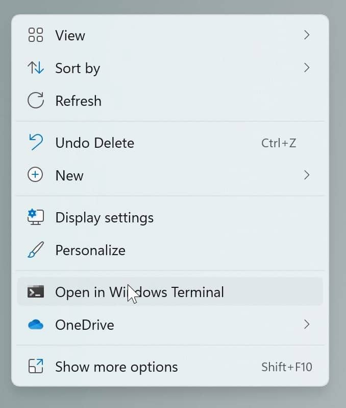 Como remover 'Abrir no terminal do Windows' do menu do botão direito do mouse no Windows 11