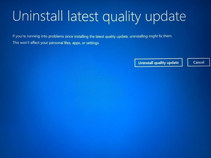 Desinstale as atualizações do Windows quando o PC não estiver inicializando