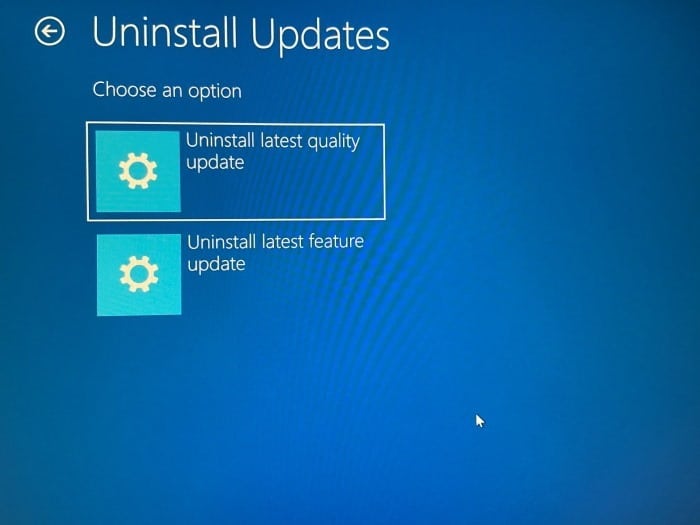 Desinstale as atualizações do Windows quando o PC não estiver inicializando