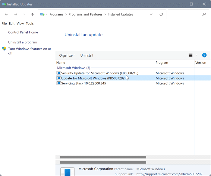 Desinstale as atualizações do Windows por meio do aplicativo Configurações no Windows 11