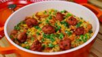 ALMOÇO DE DOMINGO RÁPIDO E GOSTOSO EM 1 PANELA | Arroz temperado com linguiça toscana