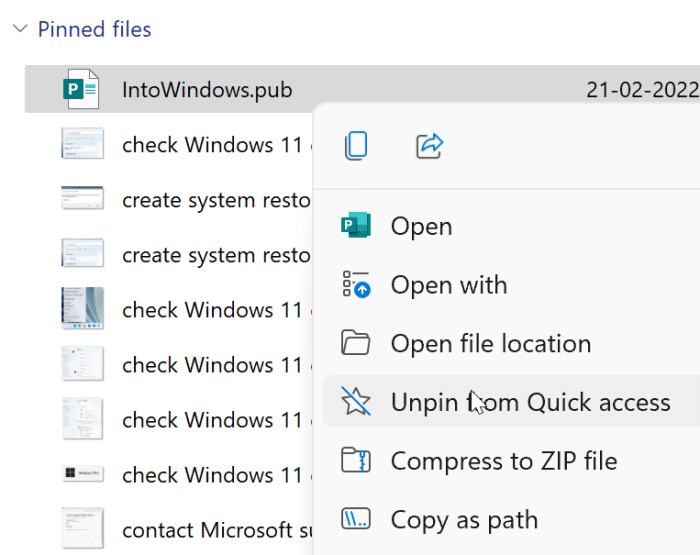 Como fixar arquivos no acesso rápido do File Explorer no Windows 11 3 Desafixar arquivos do acesso rápido no Windows 11