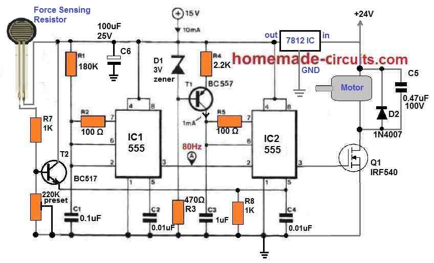 Usando o resistor de força para o controlador de aceleração