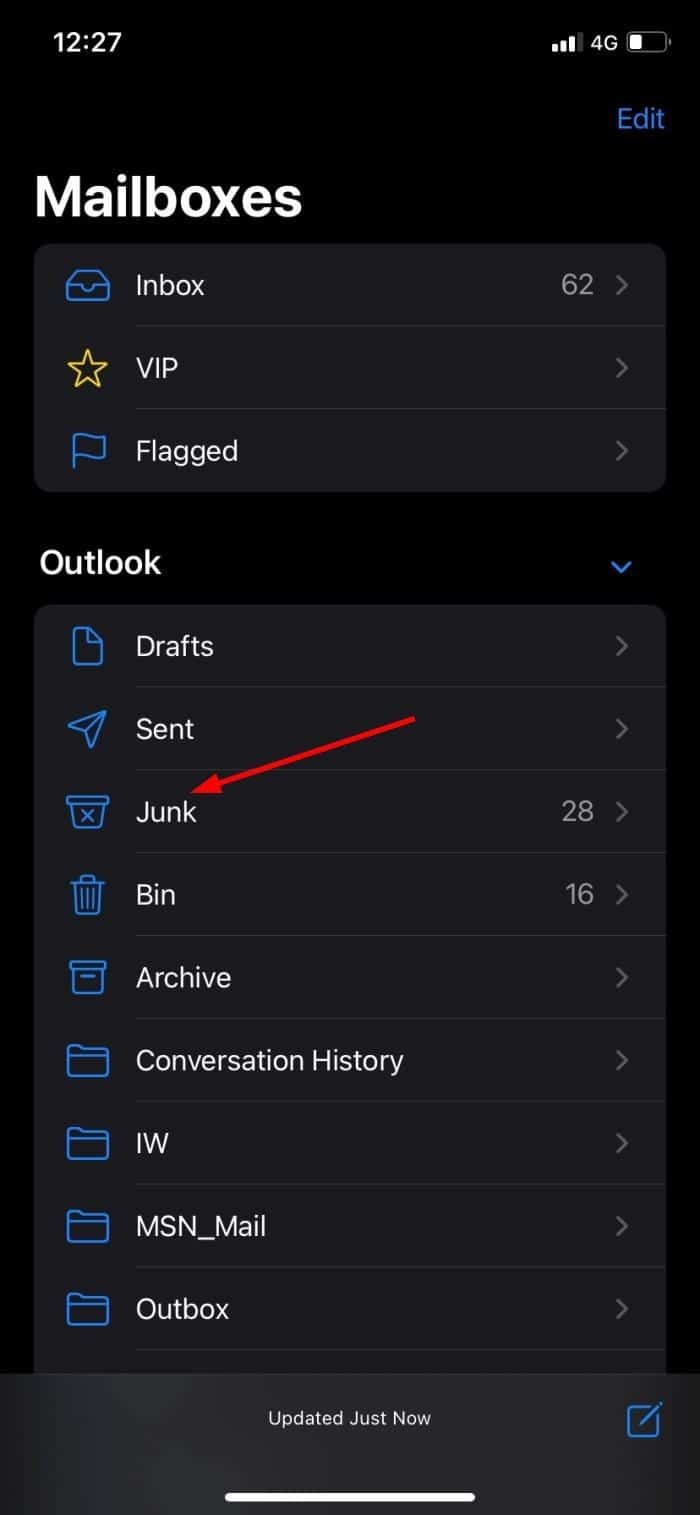 Encontre a pasta de lixo eletrônico ou spam no aplicativo iPhone Mail