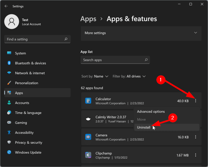 Reinstale a Calculadora via Configurações no Windows 11