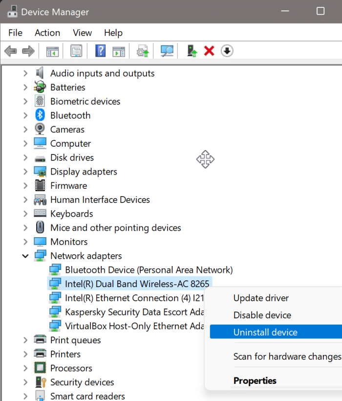 Reinstale o driver Wi-Fi do Windows 11 por meio do Gerenciador de dispositivos