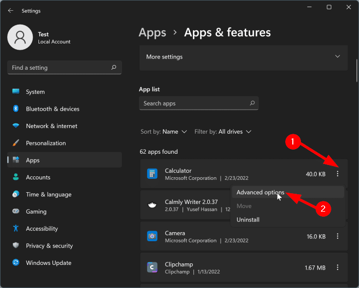 Reinstale a Calculadora do Windows 11 via Configurações