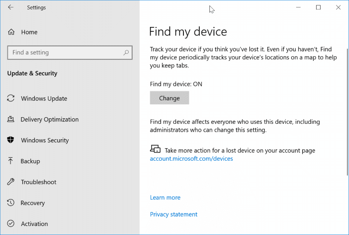 Rastreie seu dispositivo Windows 10 perdido