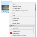 Como remover “Compartilhar” do menu de contexto do arquivo no Windows 10