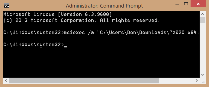 Como executar o arquivo MSI como administrador no prompt de comando no Windows 2 Execute o MSI como administrador no prompt de comando