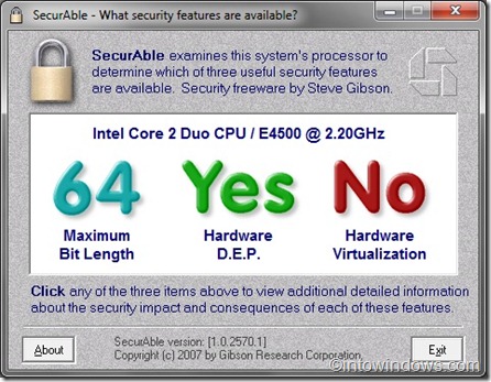 Verifique se o seu processador suporta o modo Windows 7 e XP usando o SecurAble